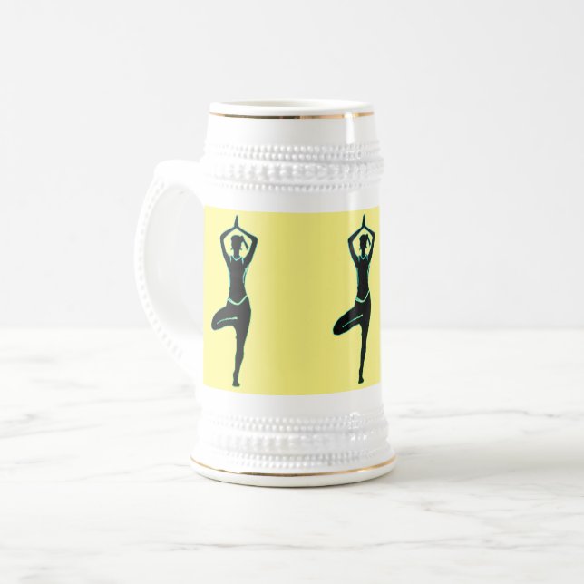 Gult och Guld Stående Pose Yoga Stein Sejdel (Framsida vänster)