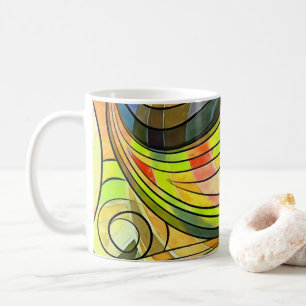 Gult och höstbrunn med svart Linjer Kaffemugg