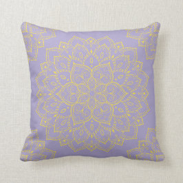 Gult och Lavender Boho Mandala Pillow Kudde