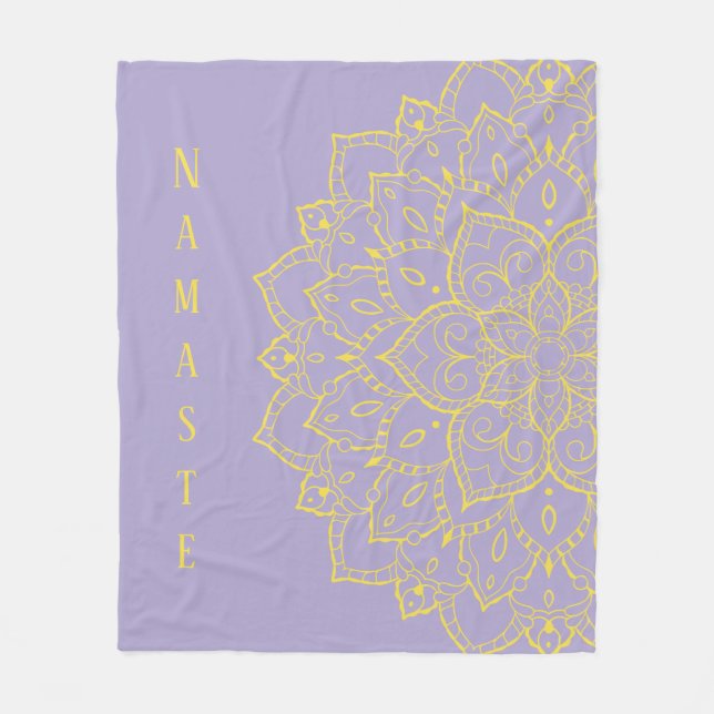 Gult och Lavender Mandala Fleece Blanket (Framsidan)