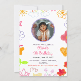 Gult och Lila Anpassningsbar Bjud på födelsedag Inbjudningar