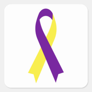 Gult och Lila Awareness Ribbon by Janz White Fyrkantigt Klistermärke