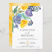 Gult och Lila Bright Blommigt Bröllop