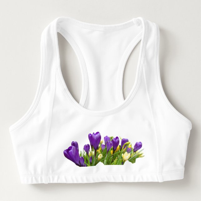 Gult och Lila Crocuses Sports Bra Sport-BH (Framsida)