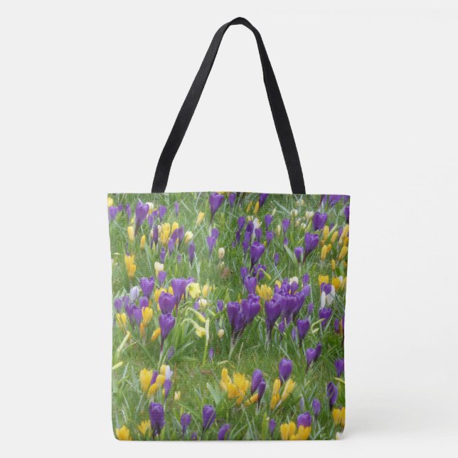 Gult och Lila Crocuses Tote Bag Tygkasse (Framsida)