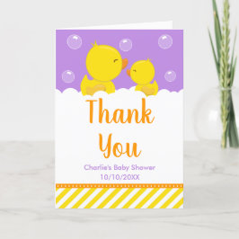 Gult och Lila för Rubber Ducky Baby Shower Tack Kort