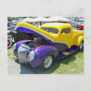 Gult och Lila Hot rod Vykort