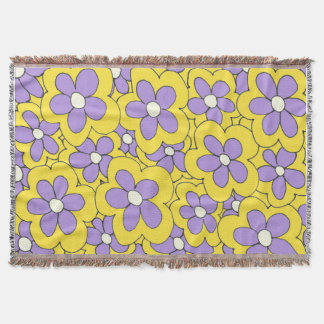 Gult och Lila i hand plockade Blankdesign Mysfilt