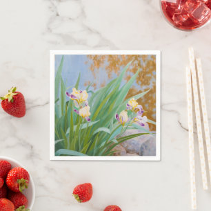 Gult och Lila Irises med gyllene ljus Pappersservett