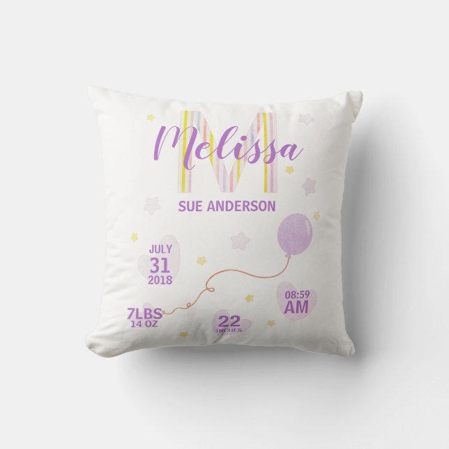 Gult och Lila Nyfödd design Kudde (Framsida)