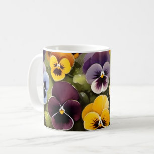 Gult- och lila-paneler vattenfärgsmåla kaffemugg