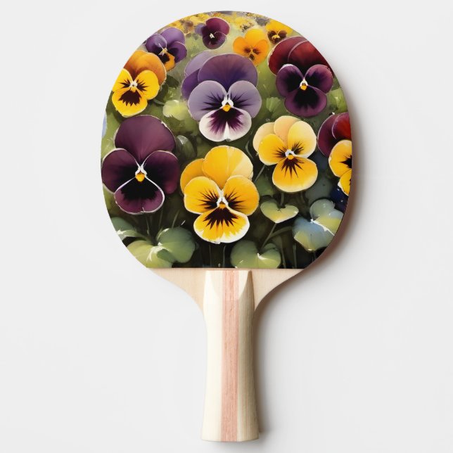Gult- och lila-paneler vattenfärgsmåla pingisracket (Framsidan)