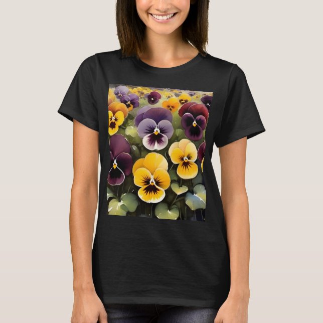 Gult- och lila-paneler vattenfärgsmåla t shirt (Framsida)