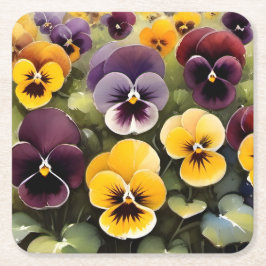 Gult- och lila-paneler vattenfärgsmåla underlägg papper kvadrat