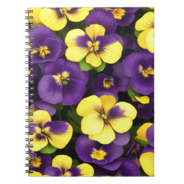 Gult och Lila Pansy Flowers Anteckningsbok