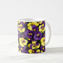 Gult och Lila Pansy Flowers Kaffemugg