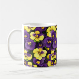 Gult och Lila Pansy Flowers Kaffemugg