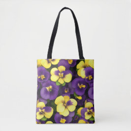 Gult och Lila Pansy Flowers Tygkasse