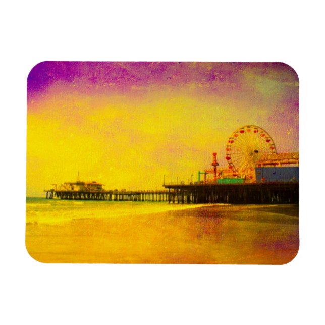 Gult och Lila Santa Monica Pier Magnet (Horisontell)