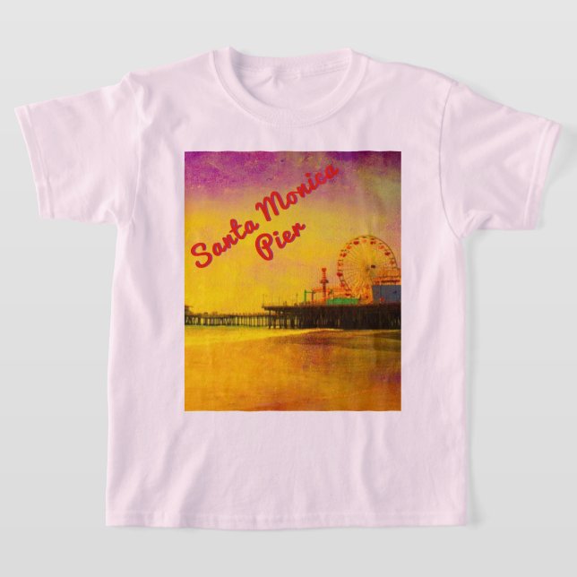 Gult och Lila Santa Monica Pier T Shirt (Laydown)