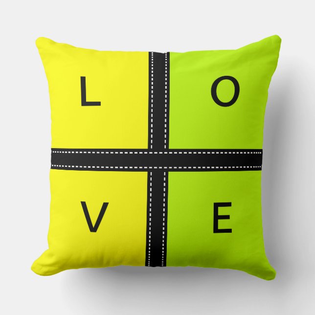 Gult och lila Solid Färg Monogram Kudde (Framsida)