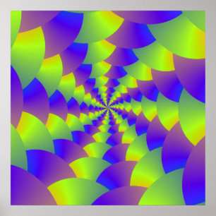 Gult och Lila Spiral Poster