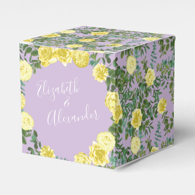 Gult och Lila Vintage Elegant Vår bröllop Presentaskar (Framsidan Sidan)