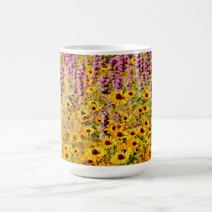 Gult och Lila Wildblomma Kaffe Kopp Mugg