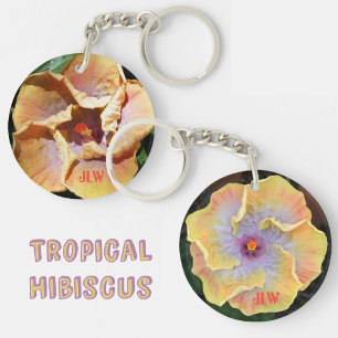 Gult och Lilac Hibiscus Flowers med Initialer