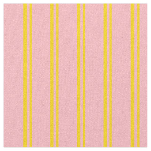 Gult och Ljusare rosa Linjer Tyg (Närbild)