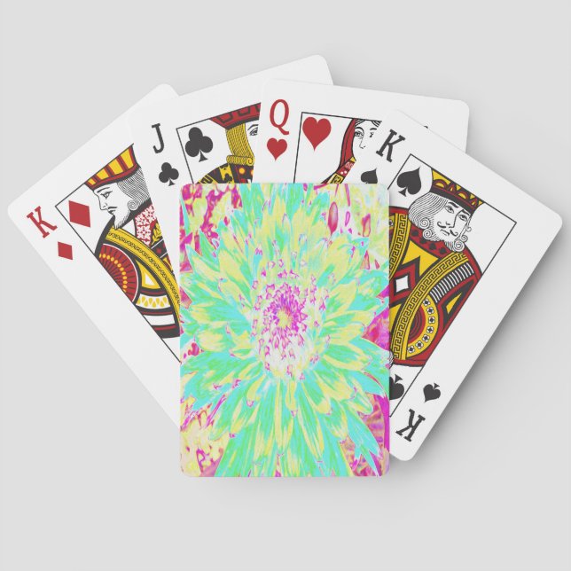 Gult och Magenta Dahlia Flower Casinokort (Baksidan)