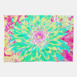 Gult och Magenta Dahlia Flower Kökshandduk