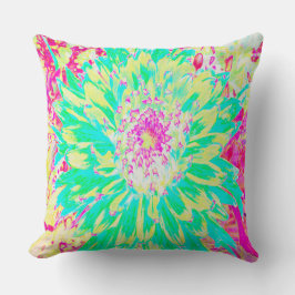 Gult och Magenta Dahlia Flower Kudde