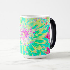 Gult och Magenta Dahlia Flower Magisk Mugg
