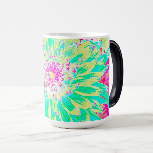 Gult och Magenta Dahlia Flower Magisk Mugg (Framsida höger)