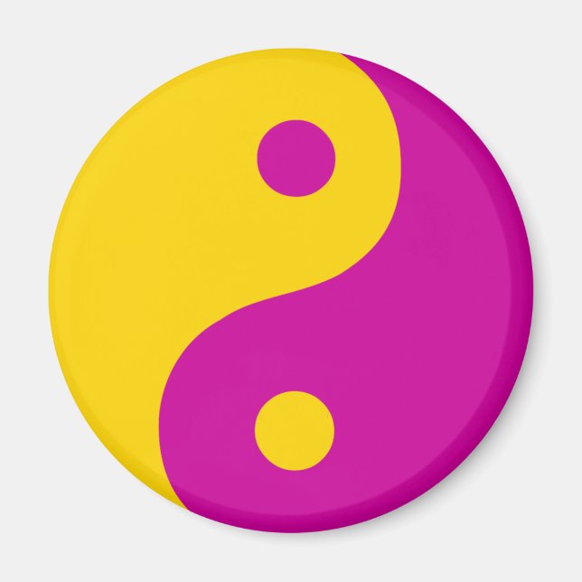 Gult och Magenta Yin Yang Taoist Symbol Magnet (Framsidan)