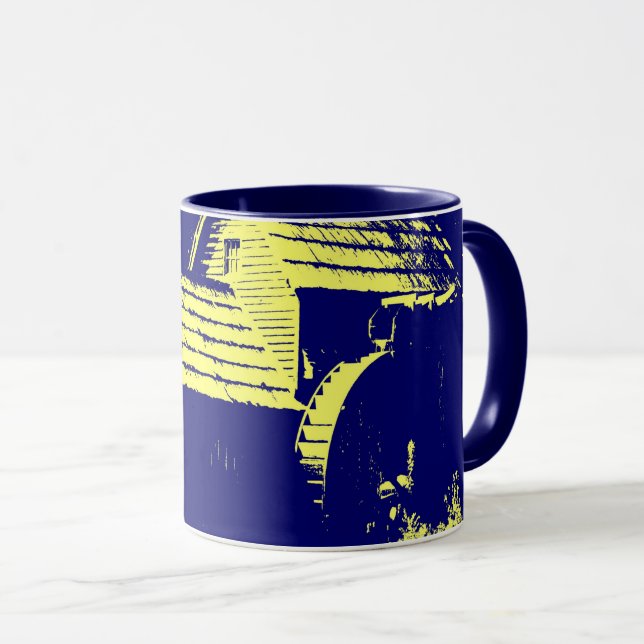 Gult och marin blå mabry Mill Mugg (Framsida höger)