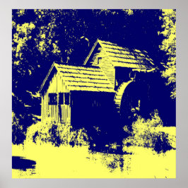 Gult och marin blå mabry Mill Poster