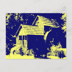 Gult och marin blå mabry Mill Vykort