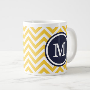 Gult och marinblå Anpassningsbar, Monogram Jumbo Mugg