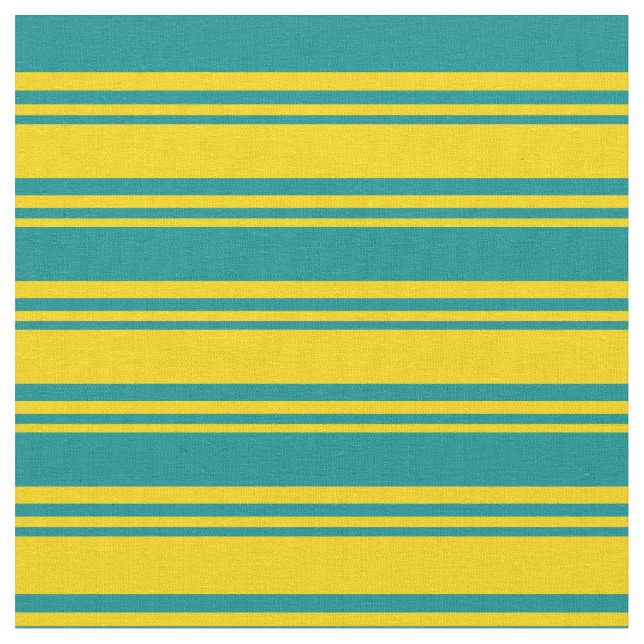 Gult och Mörk Cyan Färgad Mönster Tyg (Närbild)