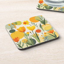 Gult och Orange Abstrakt Vår blommor