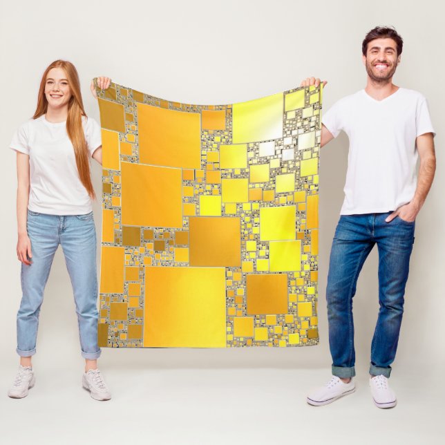 Gult och Orange Blanket i kvadraten Fleece (På plats)