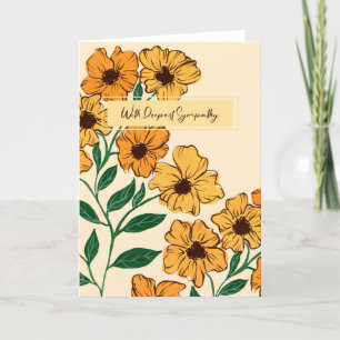 Gult och Orange Blommor förtjänar sympati Tack Kort