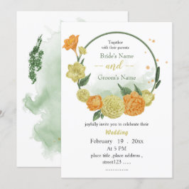 gult- och orange-blommor, gröneneri-andedräkt bröl inbjudningar