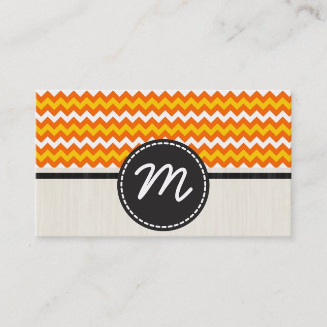Gult och Orange Chevron Zigzag Mönster 2 Visitkort (Framsida)