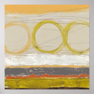 Gult- och Orange-cirklar på flerfärgad bakgrund Poster