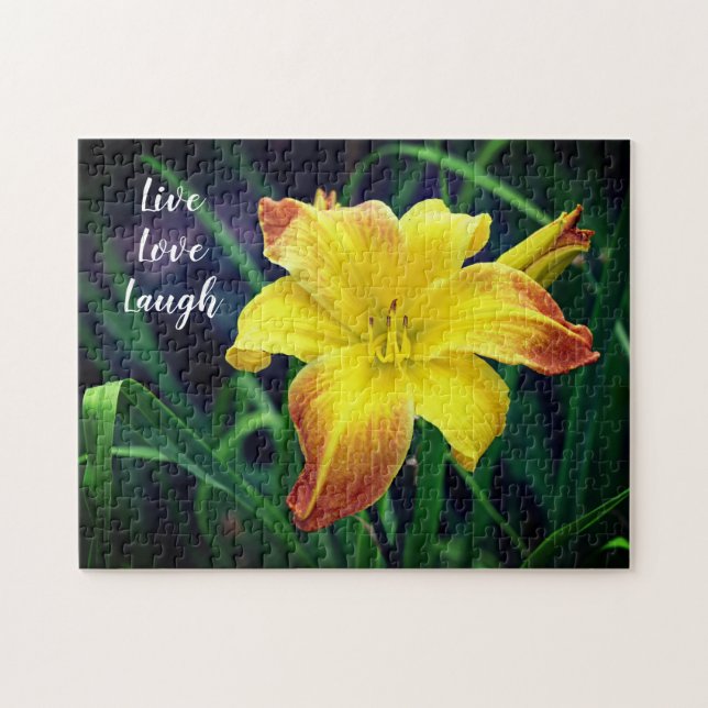 Gult och Orange Daylily Motivational Pussel (Horisontell)