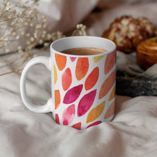 Gult och orange för  och penseldrag med vattenfärg kaffemugg