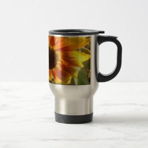 Gult och orange för solrosfoto. resemugg
